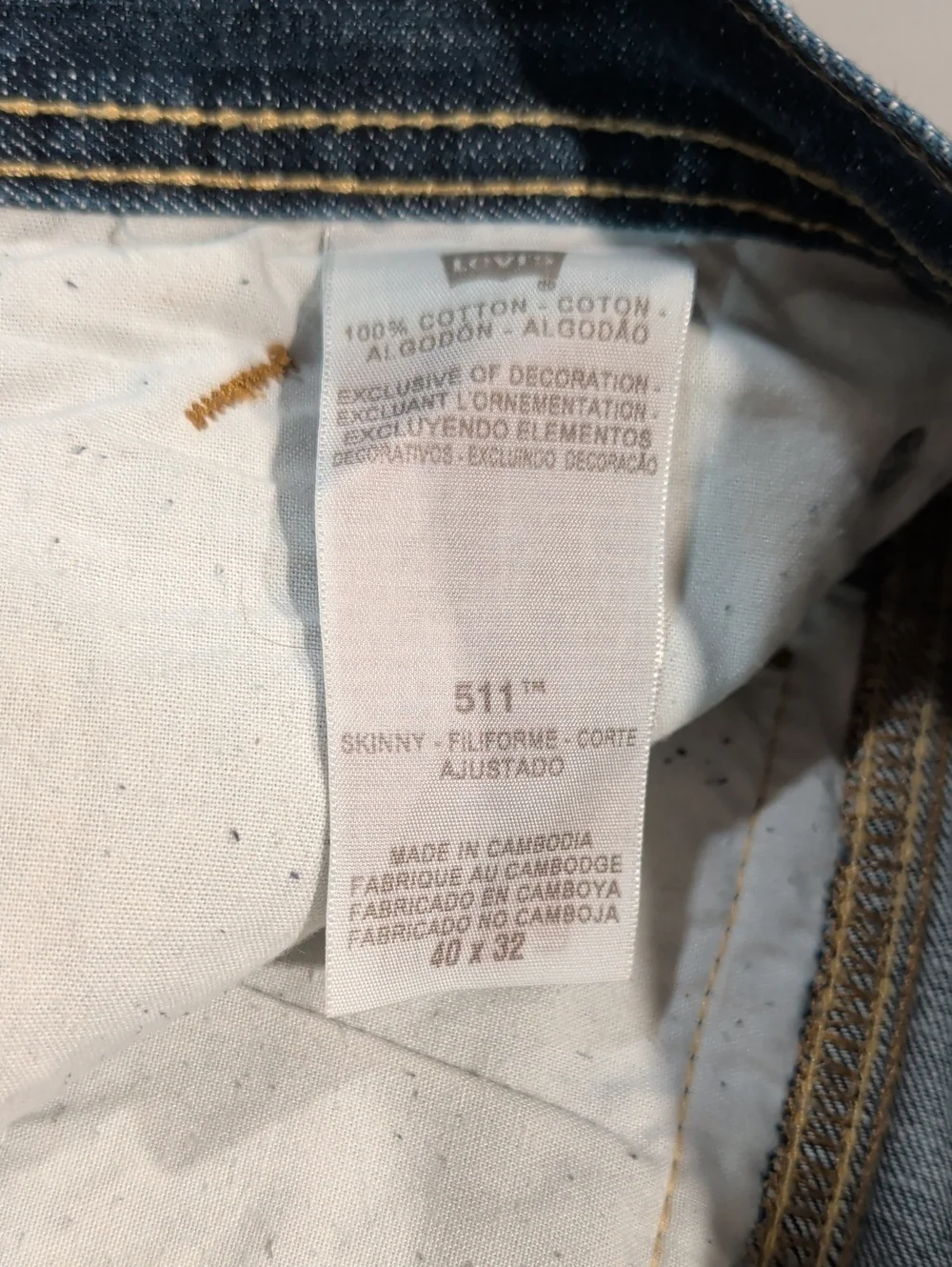 Levi's 511 Slim Indigo Denim Jeans - Size 40x32